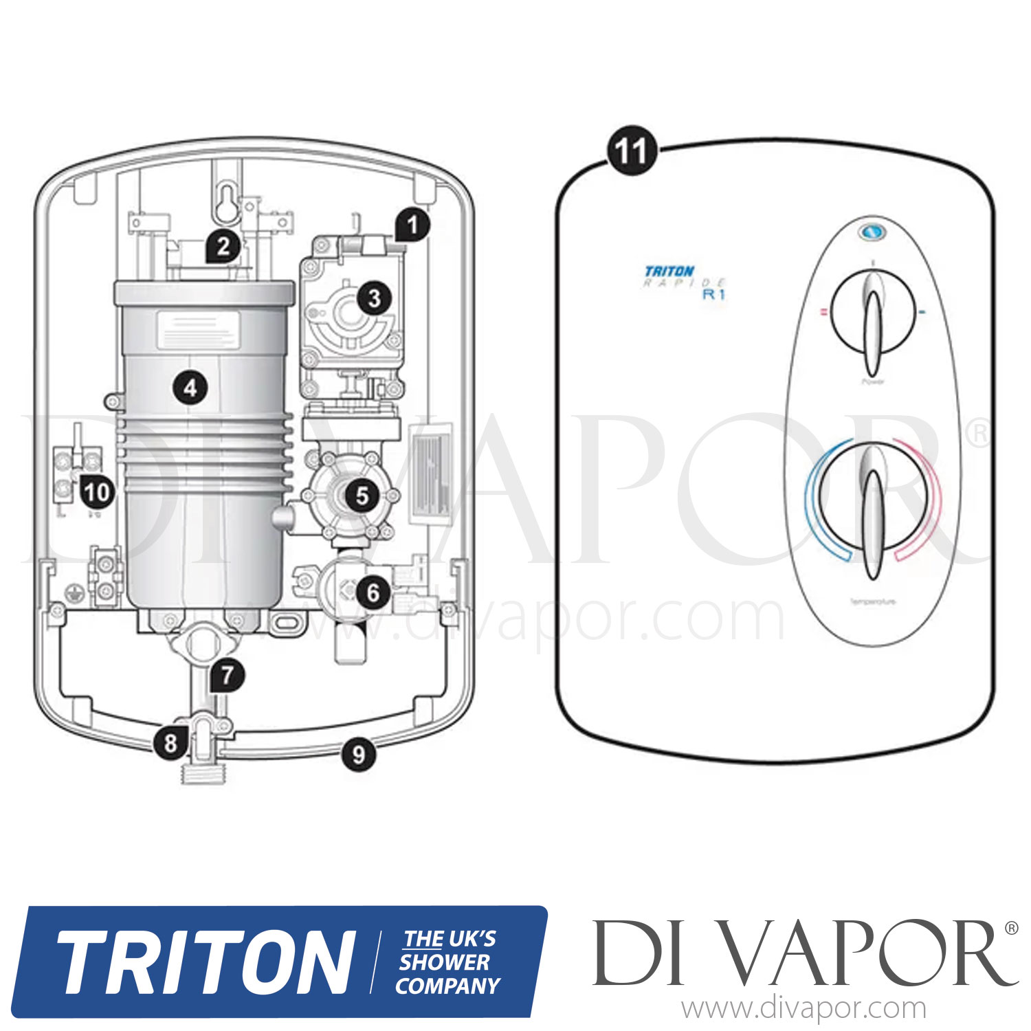 Triton Rapide R1 Electric Shower Spare Parts TR DV 176
